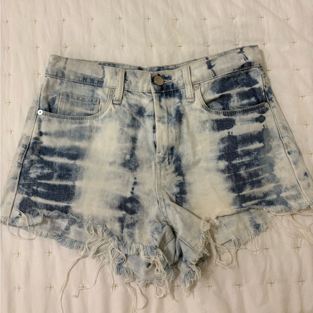 Blank NYC Blue and White Tie-Dye Jean Shorts